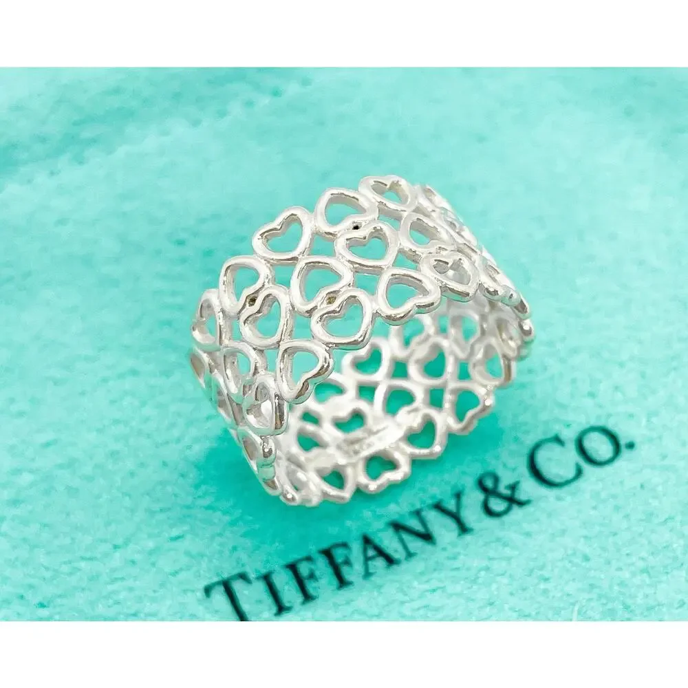 Tiffany & Co. Paloma Picasso Crown of Hearts Wide Ring Sterling Silver Size 7